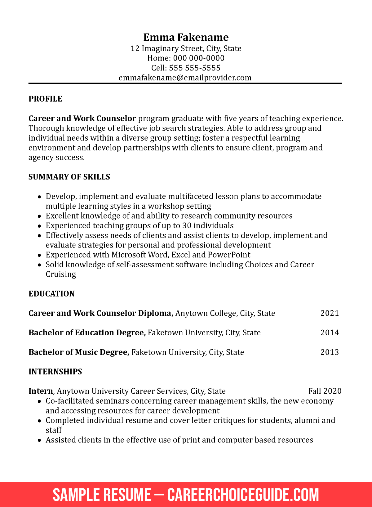 resume template for career change